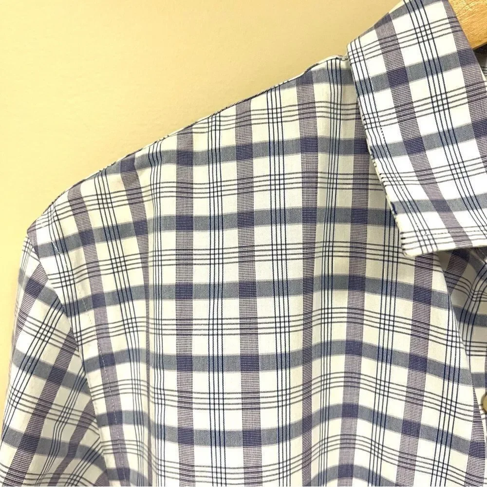 Banana Republic purple plaid non iron button down. Size L